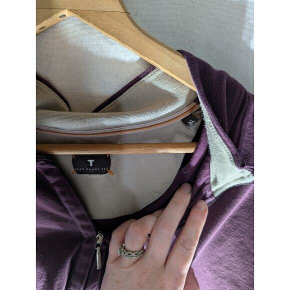 Left Coast Tee Mens Quarter Zip Long Sleeve Sz XL Burgundy Pima Cotton Peru - Picture 6 of 6